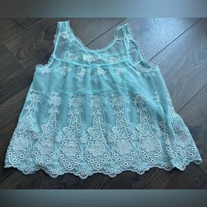 Abercrombie & Fitch Embroidered Mesh Top